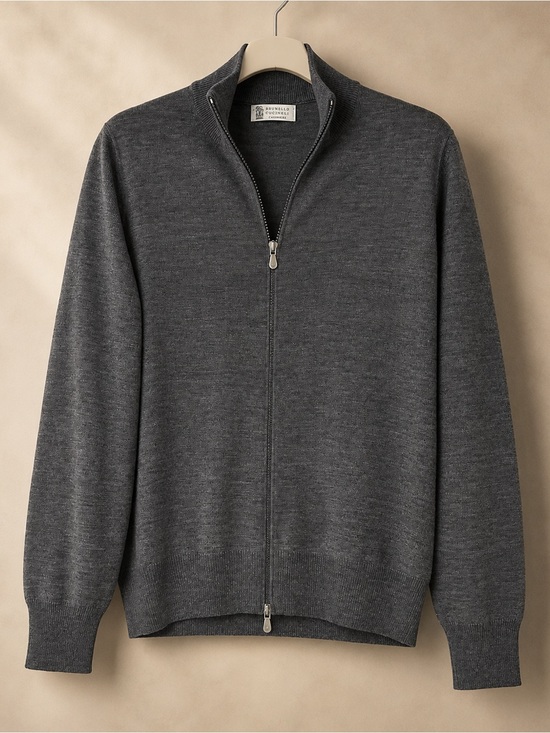 Brunello Cucinelli Other - Brunello Cucinelli Men’s IT 46 Gray Virgin Wool Cashmere Full Zip Sweater
